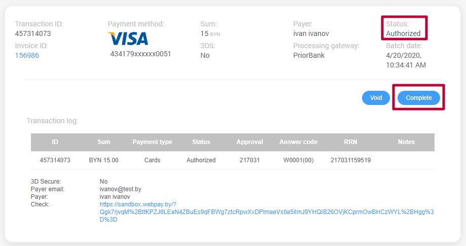Financial completion process