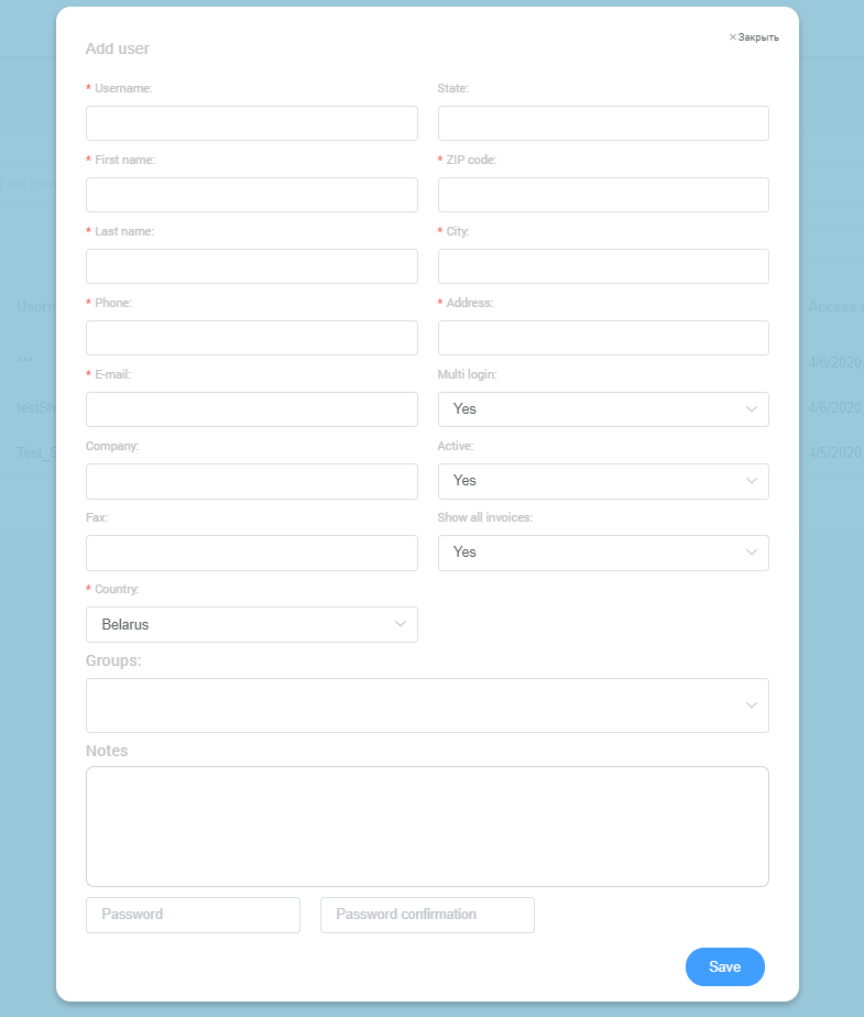 Creating a new account